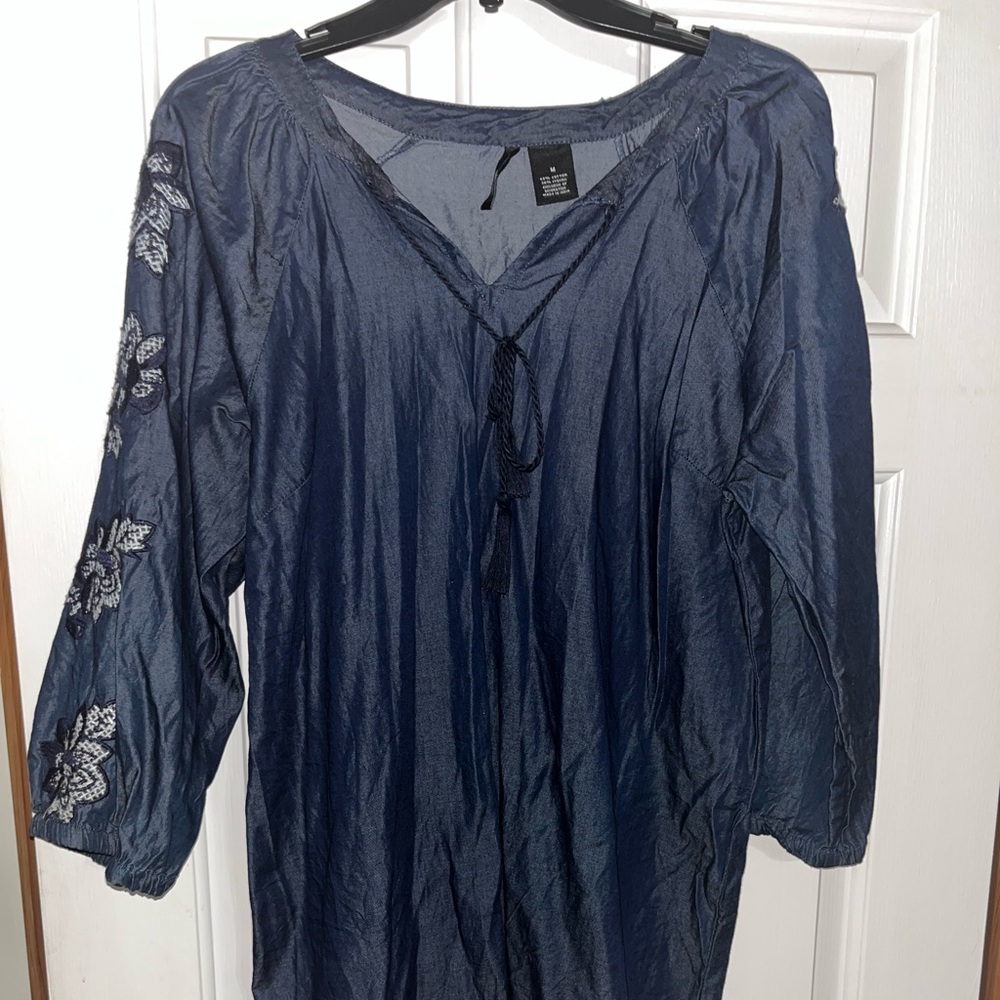 New Directions Dark Blue Long Sleeve Dress